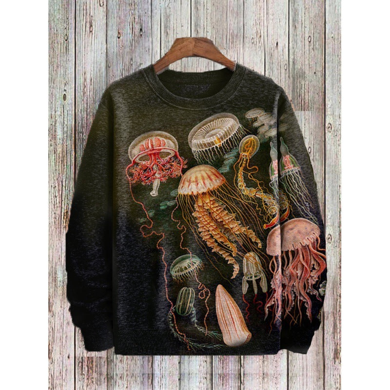 Women's 3d Digital Printing Casual Round Neck Pullover Sweater
