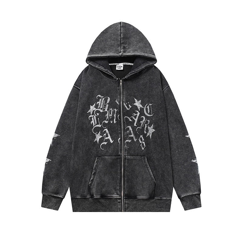 Old Washed Cardigan Hooded Sweater For Men And Women