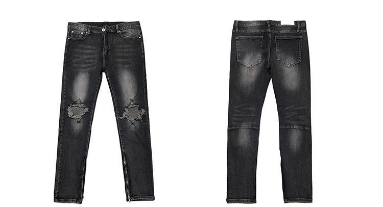 Men's High Street Jeans With Zipper Trousers